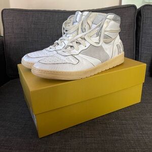 Rhude White and Gray High-Top Sneakers